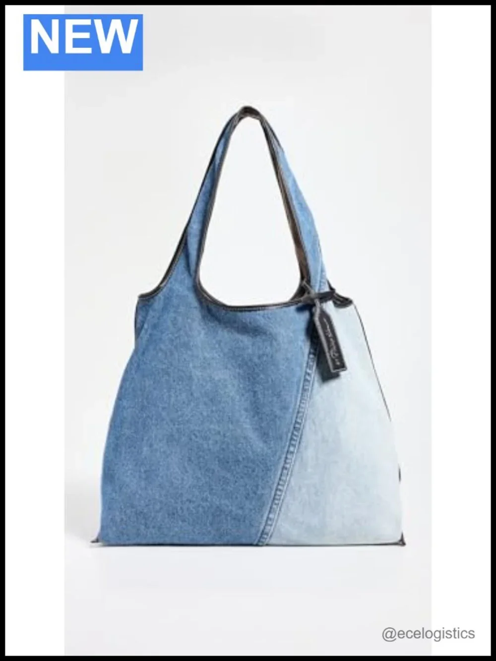 Denim Market Tote with Zip Pouch, Medium Weight Cotton Blend